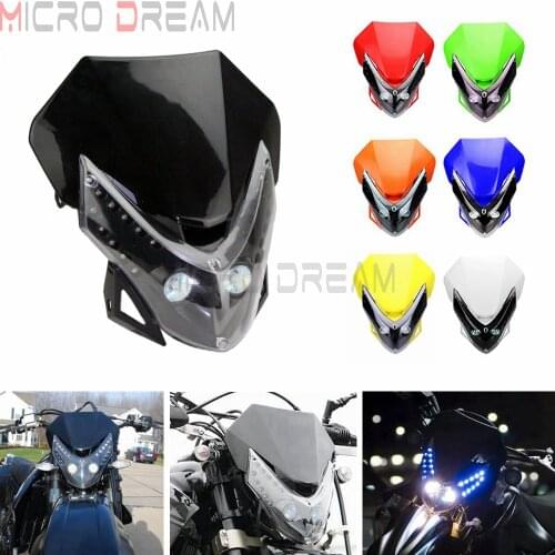 Dirt Bike LED Vision MX Enduro Headlights for Suzuki SV650 DRZ400S DRZ400SM DR-Z Kawasaki KLX KXF KLR 125 650 XCW EXC Universal