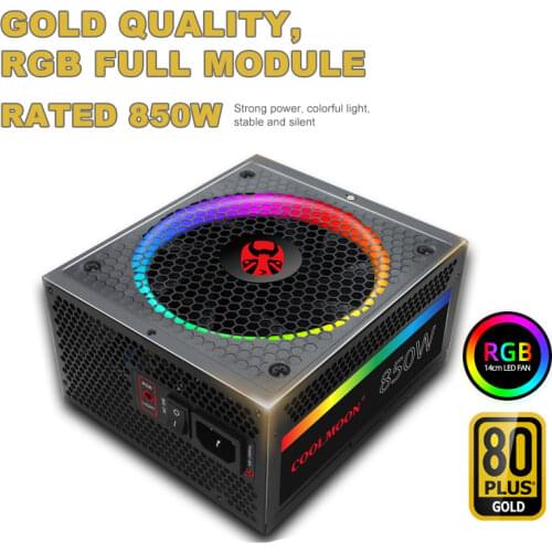 Coolmoon Computer Power Supply Colorful RGB Rated 850W Silent ATX Desktop Electromechanical Full Modular Power Supply