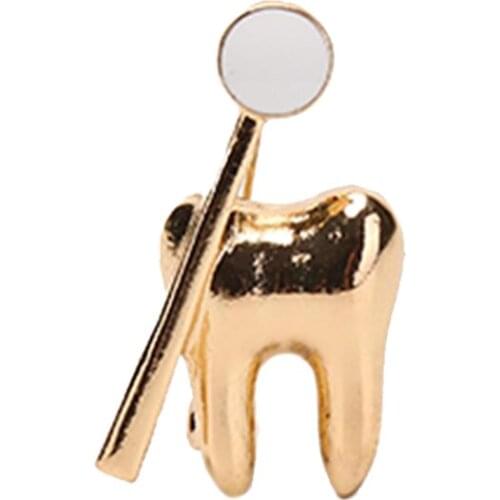 Classic Fashion Golden Tooth Shape Cute Medical Brooch Pin For Doctor Nurse Lapel Backpack Badge Pins Jewelry Gift Accessories
