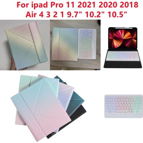 Backlight keyboard Cover For ipad Pro 11" 10.5" 10.2" ipad Air4 9.7 2017/2018 Wireless Keyboard Gradient Color Case Tablet Cover