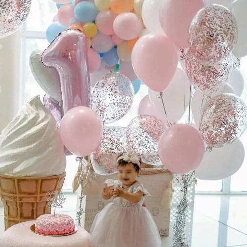 Baby Shower Ballons Decora Tender Pink Pure White Blue Latex Balloons Gold Confetti Helium Balls Birthday Party Decor Wedding Su