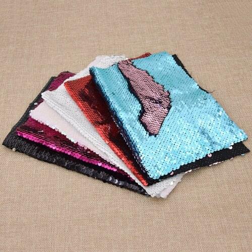 A4 21X29cm Colorful Shiny Polyester Double Face Reversible Sequins Fabric DIY Shoes Sewing Cloth Decoration