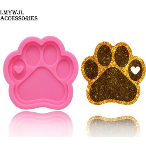 DIY Epoxy Heart Shaped Bear Paw Epoxy Keychain Pendant Mould Used To Make Keychain Bag Pendant Material Jewelry Tools