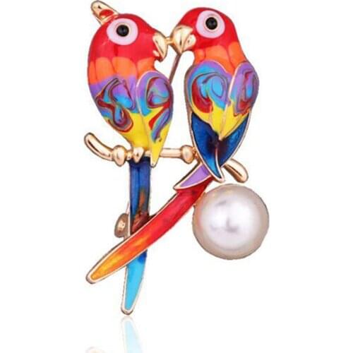 Colorful parrot pearl rhinestone fashion brooch