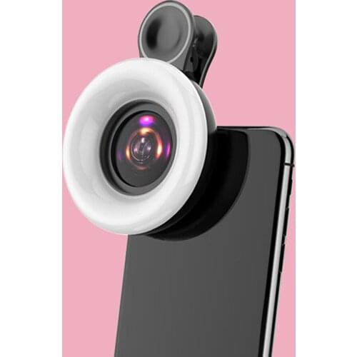 3 IN 1 Mobile Phone Fill Light Rechargable Portable Selfie LED Ring Flash Light 15X Macro Lens Phone Selfie Lamp Ring Clip Light