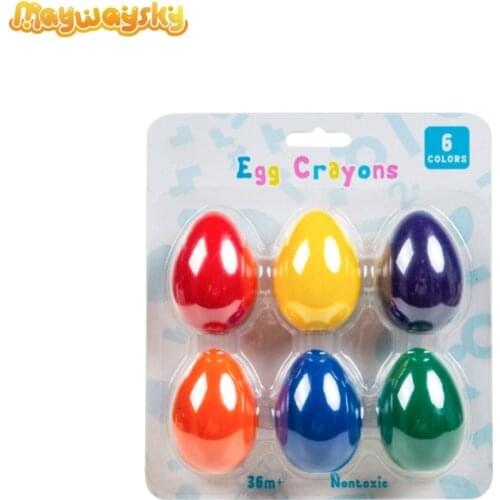 Maywaysky 6 Colors Novel Egg Non Toxic Fingertip Crayon Smooth Drawing For Kid