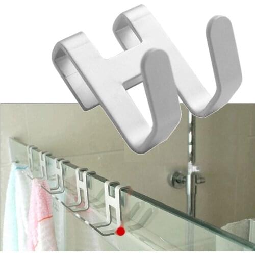 Space Aluminum Metal Shower Frameless Glass Door Hook Free Hole Towel Rack Hanger Key Holder Clothes Bathroom Organizer