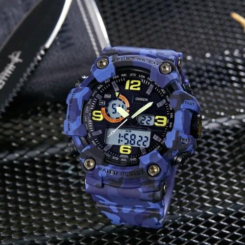 Fashion Outdoor Sport Watch Men Multifunction 5 Bar Waterproof Blue Military Digital Wristwatches Clock Relogio Masculino