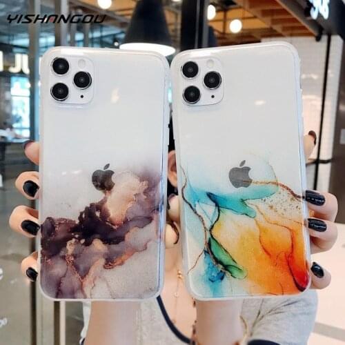 Watercolor Clear Soft Case Cover For iPhone 11 Pro Max XS XR X 8 7 Plus Shockproof Transparent Cover Case For iPhone 11 Pro