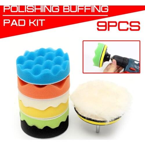 9Pcs/Set 4 Inch 100mm Buffing Pad Polishing Pad Kit For Car Polisher Psds M10 Thread Abrasive Tools