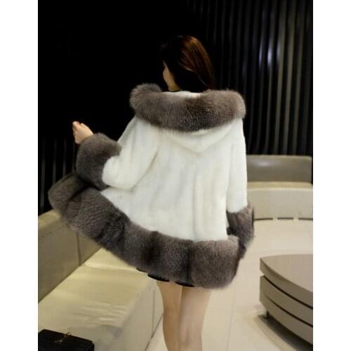 Real Top Quality 200% Mink Coat With Fox Fur Collar Winter Luxury Warm Jackets Women Thickening XRK-22 MF299