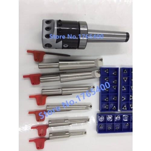 New MT3 M12 arbor F1 -12 50mm boring head & shank 12mm 6pcs borng bars & 30pcs carbide inserts