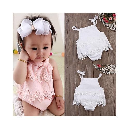 New Baby Girl Romper Newborn Floral Bodysuit Sunsuit Clothes Girl Lace Floral Ruffled Jumpsuit Outfit