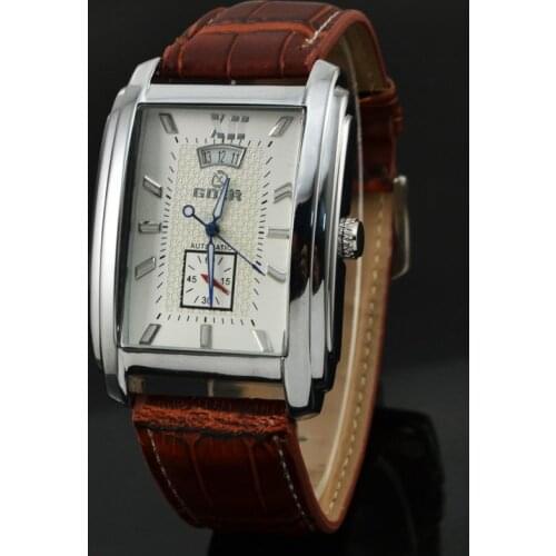 New leisure business automatic mechanical watch mens rectangular belt watch
