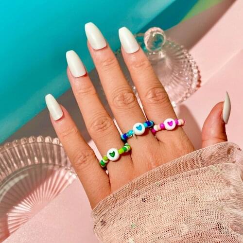 Small Flower Ring Korean Version Hand-woven Bead Ring Rice Beads Ring Women Girl Jewelry Small Fresh Style RingT