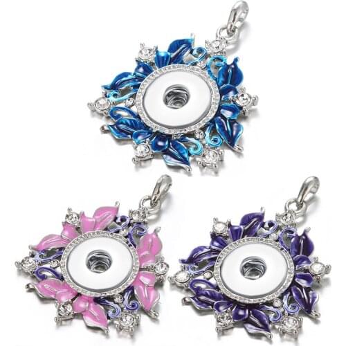 New Beauty Colorful Oil Leaves snap pendant necklace 60cm key chain fit 18mm snap buttons Wholesale XL0235