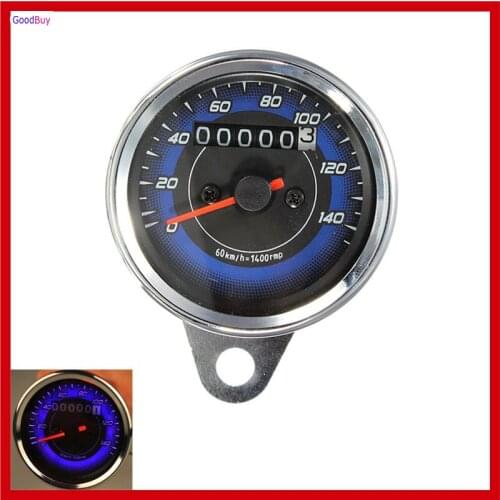 New Universal 2 Function Retro Anolog Motorcycle Refit Odometer + Speedometer Speed Gauge+Led Back Light