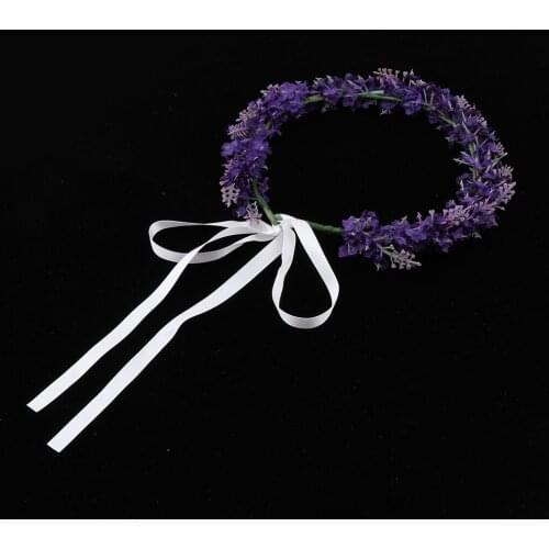 Flower Headband, Purple/ White Lavender Bridal Wreath Wedding Party Headband for Women