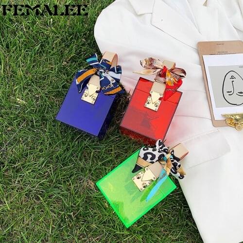 Mini Transparent Acrylic Handbag Fashion Small Square Lock Jelly Bag Luxury Banquet Box Lady Clutches With Scarf Party Tote Bags