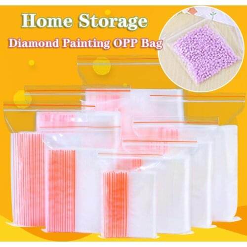 New Hot Sale Transparent Plastic Self Sealing Bag 5D DIY Diamond Painting Tools Accessories Rhinestones Storage Bag 100/500Pcs