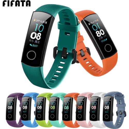 FIFATA Silicone Watch Strap For Honor Band 4 5 Wristbands Accessories Replacement Sport Strap For Huawei Honor Band 5 4 Bracelet