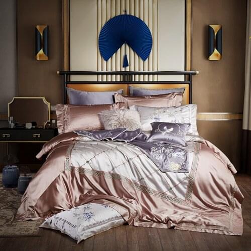 Luxury 800 TC Silk Cotton Satin Classic Pastoral Bedding Set Silky Duvet Cover Bed Sheet Pillowcases Queen King size 4-11 Pcs