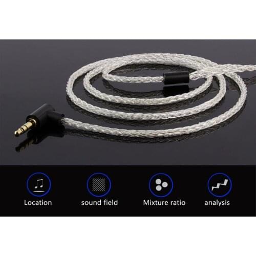 1.2m JCALLY DIY Replacement Earphone Cable for ZSN/ZST/ZS10/AS10/ES3 8 Strand Braided Wired Cable Headphone Earphone Cable