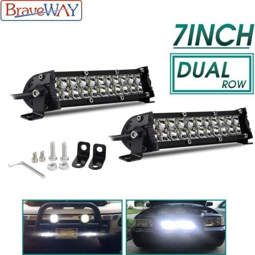 BraveWay 7inch 60W 20inch 180W Led Bar for Offroad ATV SUV 12V 24V ATV 4x4 Off road Car Working Lights Driving Lamps for Car