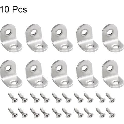 Uxcell Corner Brace Angle Bracket Fastener L Shape 20mmx20mmx16mm Stainless Steel for Fasten Desks, Chairs, Beds 10pcs