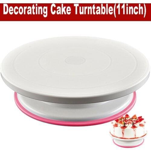 11Inch Cake Rotary Turntable Rotating Anti-skid Round Cake Stand Decorating Rotary Table Kitchen DIY Pan Baking Tool and Scraper