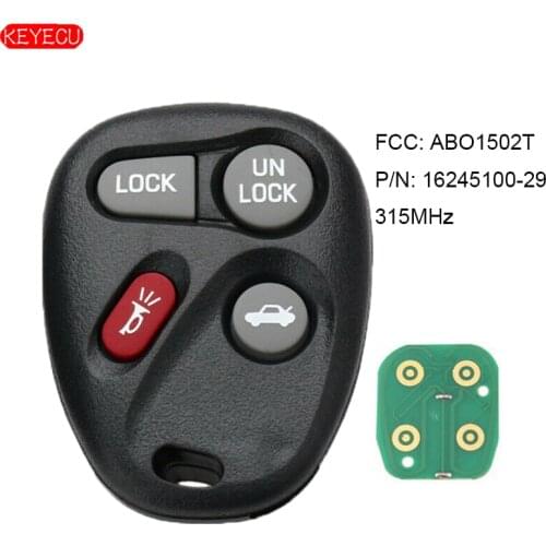KEYECU Replacement Remote 4B FOB for G*M GMC CHEVY BUICK PONTIAC OLDS FCC: ABO1502T P/N:16245100-29