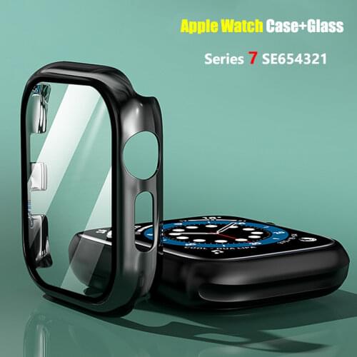 Case for Apple Watch 6 44mm 40mm 42mm 38mm tempered glass+Screen Protector cover iwatch Series 3 4 5 SE Apple watch Accessories