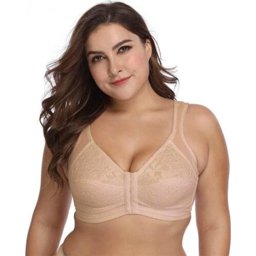 Womens Bras Front Closure Large Size 38-48 B C D E Cup Push Up Brassiere Lingerie Wireless Bralette Cotton Underwear