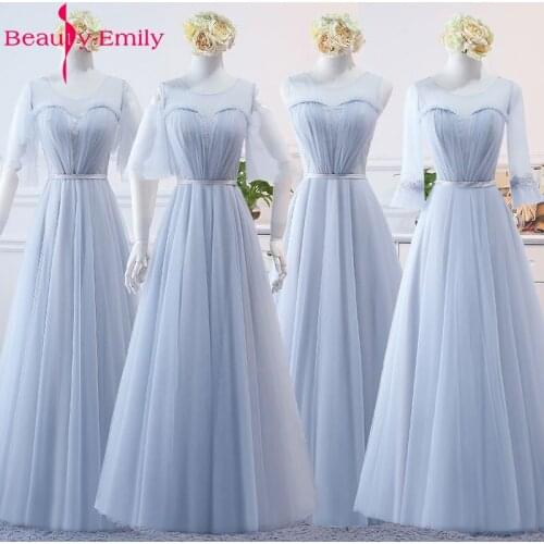 Beauty Emily Sexy Long Bridesmaid Dresses 2020 A-Line Sleeveless Off the Shoulder Homecoming Wedding Party Dresses