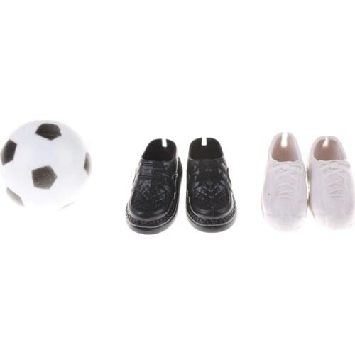 1Set (2 Pairs Shoes+1 Football) Doll Shoes Sneakers and Footballs for Friend Ken Doll Gift Toys Doll Accessories