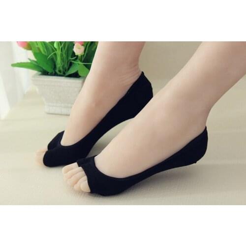 1 Pair Hot Womens Sport Socks Aloe Fiber Yoga Socks Thin Open Toe Female Sock Slippers Invisible Non-slip Open-toe Socks
