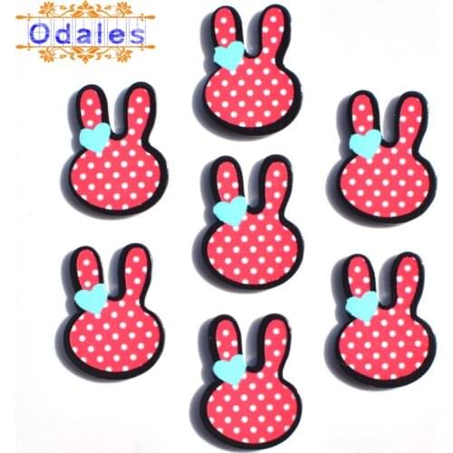 10Pcs/lots Kawaii Rabbit Fashion Polka Dot Printed Resin DIY Crafts Flatback Cabochons Baby Girl Animal Headband Accessories