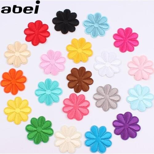 10pcs/lot Random Mix 4cm Small Flower Patch Sewing Fabric Appliques DIY Iron On Stickers Coat Jeans Backpack Badge Patches
