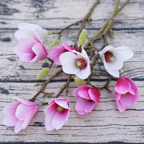 2pcs Artificial Magnolia Branches Silk Flower Orchid Fleur Home Wedding Party DIY Decoration Floral Fake Flowers Accessory