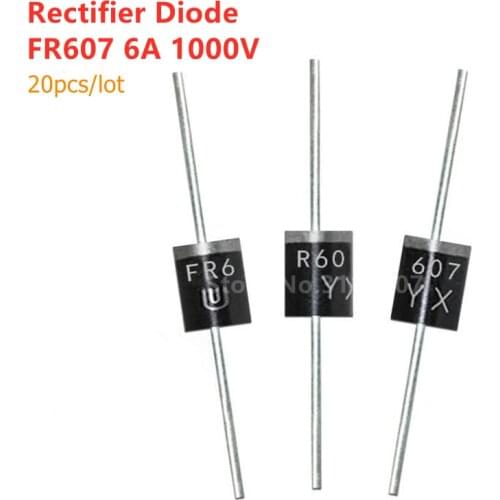 20PCS/LOT FR607 6A 1000V Fast Recovery Diodes New R-6 fr607