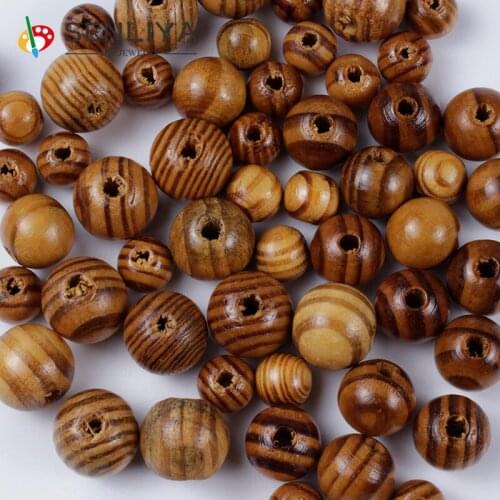 6-30mm Wood Loose Beads DIY 3-500Pcs/Lot Pine Round Natural Wooden Beads for Jewelry Making Bracelet Craft Accesories