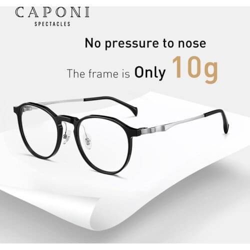 CAPONI Brand Titanium Glasses Frame Special Oval Type Design Eyeglasses Optical Transparent Business Eyewear For Men Women J3020