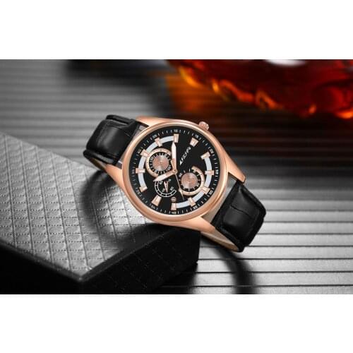 Fashion Watches Mens Business Quartz Wrist Watch Leather Band Creative Dial Casual Sport Watch Male Clock Relogio Masculino