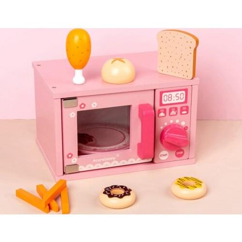 Children Wooden Simulation Kitchen Toy Set Play House Toys Early Education Toy Microwave Oven Wooden Pretend Play