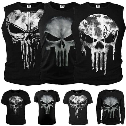 Streetwear T-shirt Men Compression Shirts Men T Shirts Boyfriend Gift Print Casual Short sleeve sports running sleeveless Skull