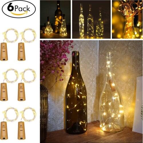Wine Bottles String Lights Garden Decor 6 Packs Micro Artificial Cork Copper Wire Starry Fairy Lamp mini Lights Decoration