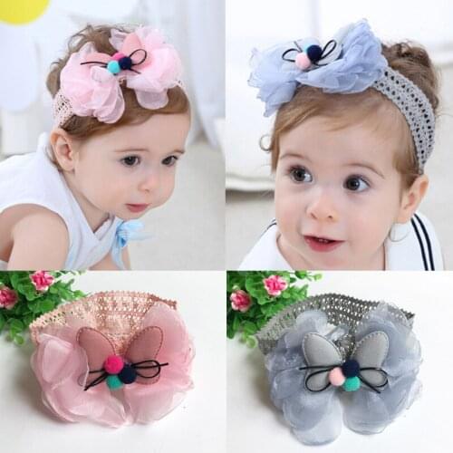 HPBBKD Bow Crown Headband Chiffon Flower Headwrap Baby Girl headwear Newborn Toddler Hairband Baby Hair Accessories BHW-119