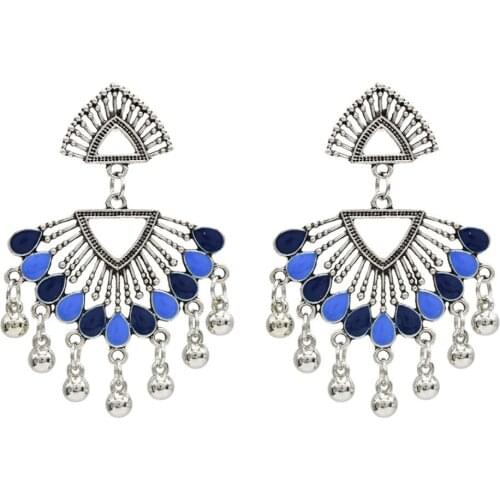 Indian Handmade Bells Enamel Earring Thailand Bridal Piercing Earrings for Women Bohemian Gypsy Tribal Party Jewelry orecchini