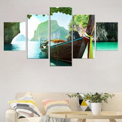 Canvas Painting Coat with Andamanensee Thailand 5 Pieces Wall Art Painting Modular Wallpapers Poster Print Home Decor