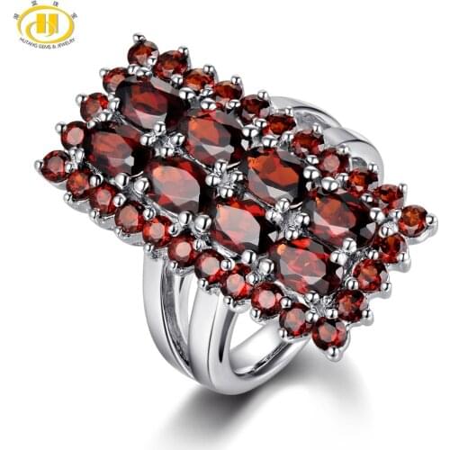 Hutang Garnet Engagement Ring 7.26ct Natural Gemstone Solid 925 Sterling Silver Fine Elegant Classic Jewelry for Best Gift Women